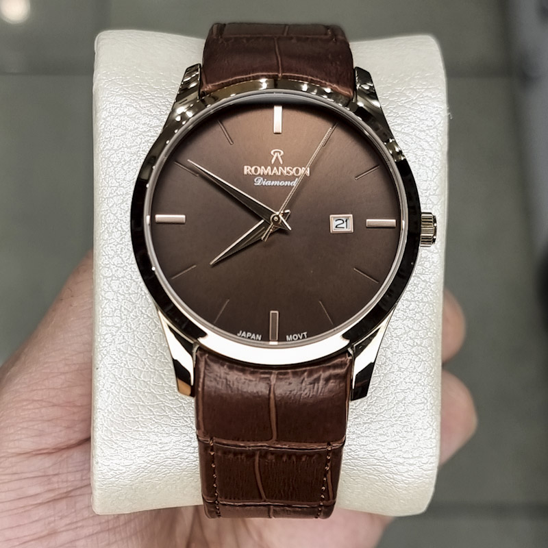 خرید قسطی | ساعت مردانه بند چرم قهوه ای رومانسون M1533G-11