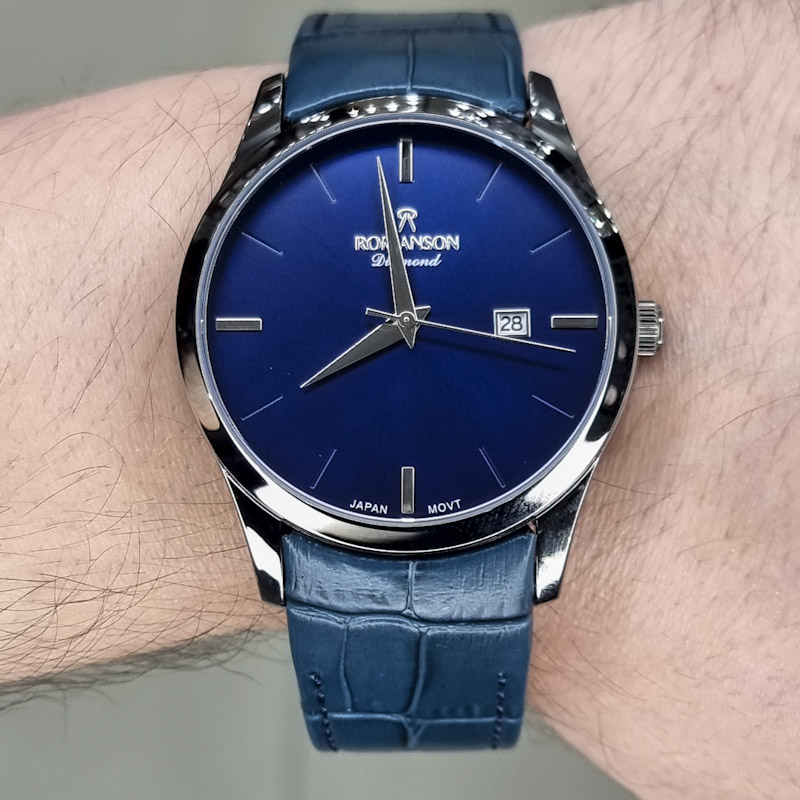 خرید قسطی | ساعت مردانه بند چرم سرمه ای رومانسون M1533G-14