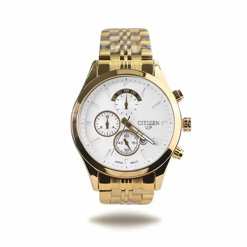 خرید قسطی | ساعت مچی مردانه سیتیزن طرح سه موتوره  طلایی 2363/9