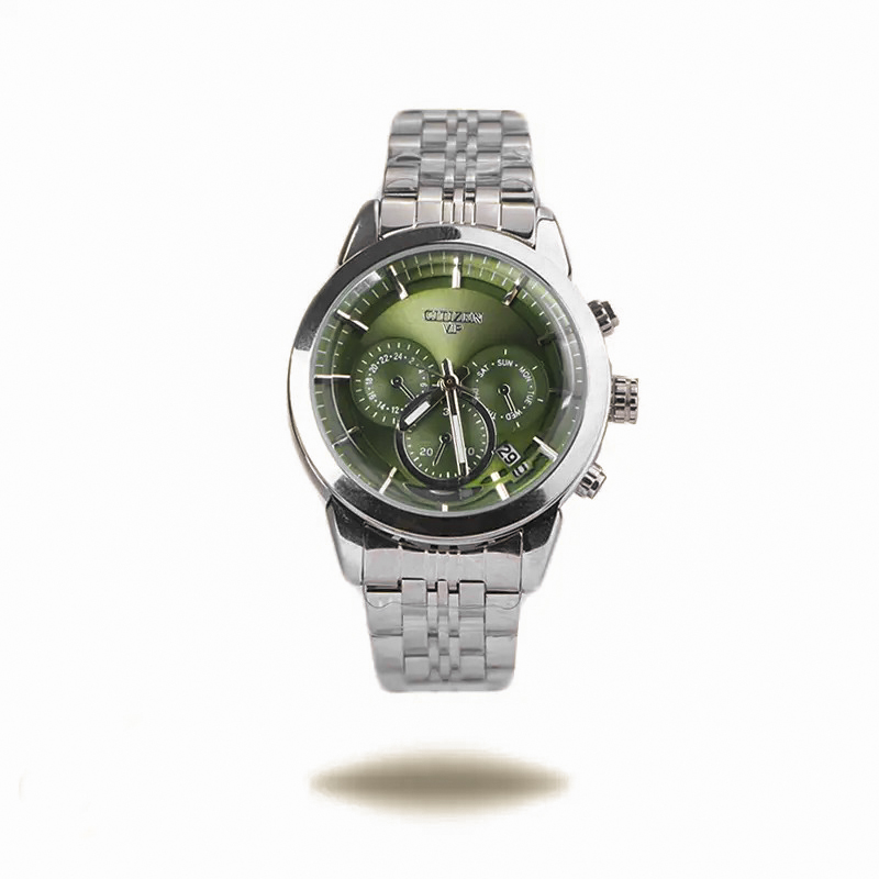 خرید قسطی | ساعت مچی زنانه سیتیزن طرح سه موتوره   نقره ای صفحه سبز L 9766/19