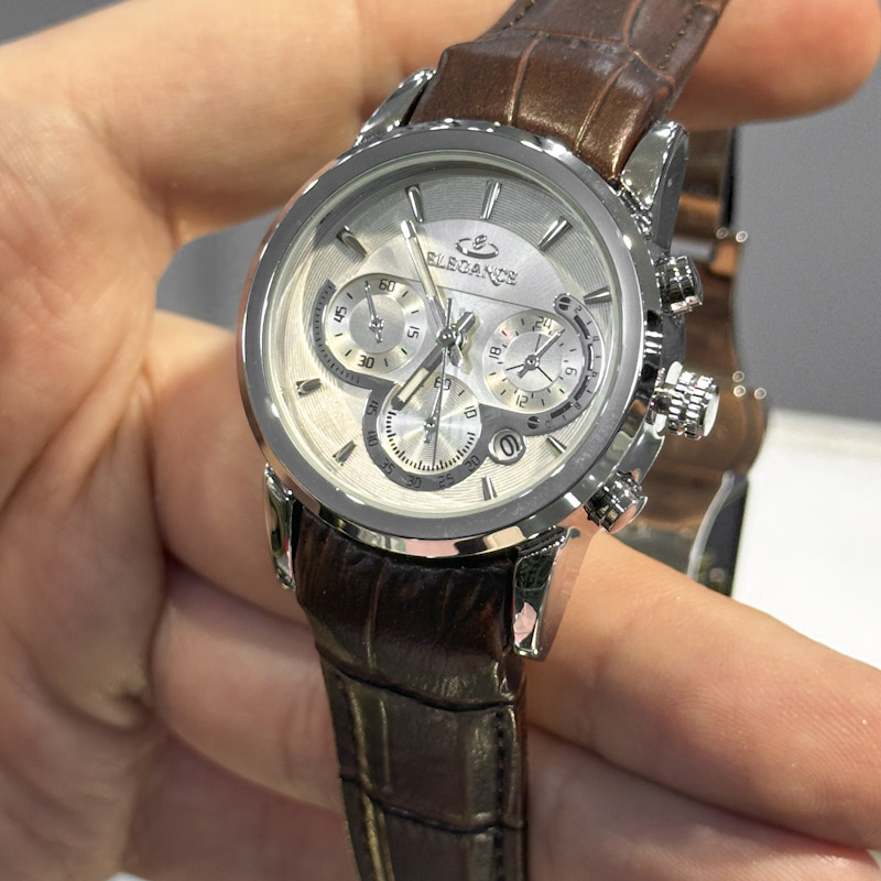 خرید قسطی | ساعت مچی زنانه الگانس طرح سه موتوره بند چرم  L2911/32