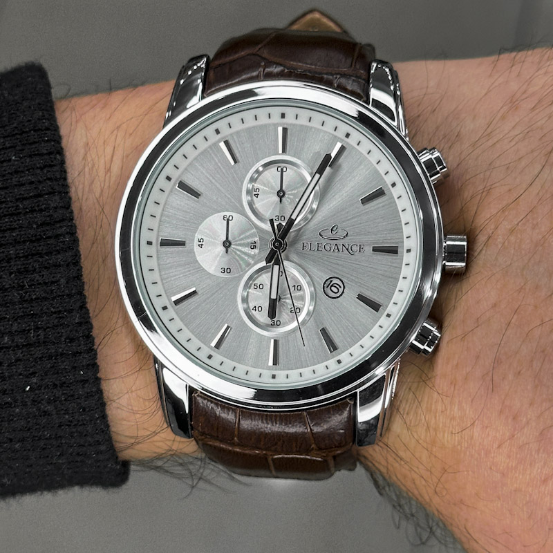 خرید قسطی | ساعت مچی مردانه الگانس طرح سه موتوره بند چرم G2911/7