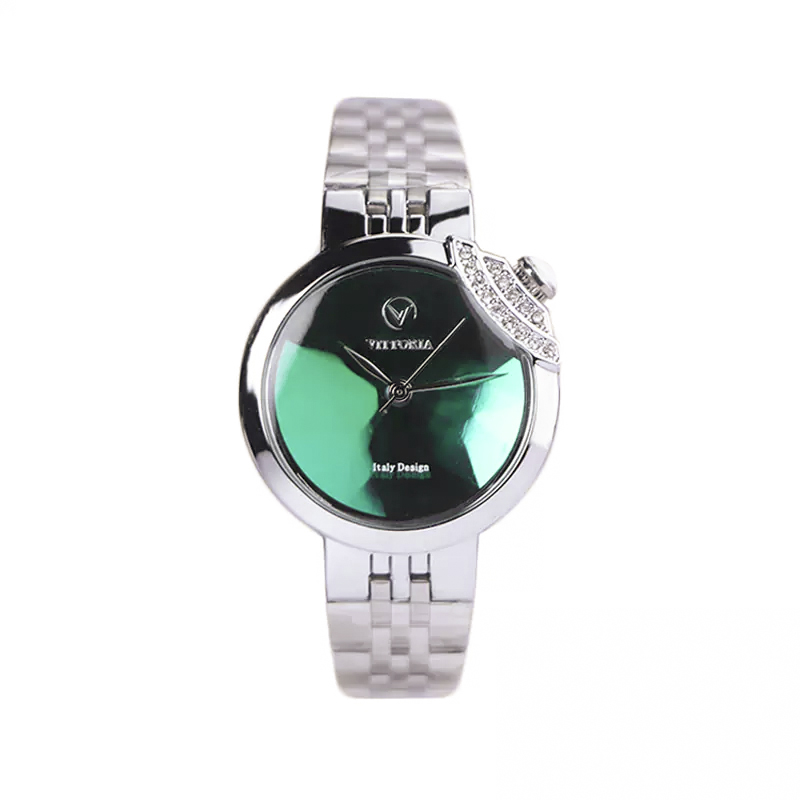 خرید قسطی | ساعت زنانه ویتوریا اورجینال صفحه سبز آینه ای VT 3410/1