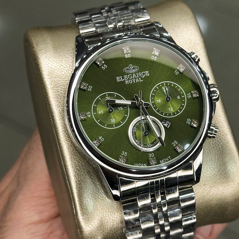 خرید قسطی | ساعت مچی مردانه الگانس طرح سه موتوره صفحه سبز G 1319/16