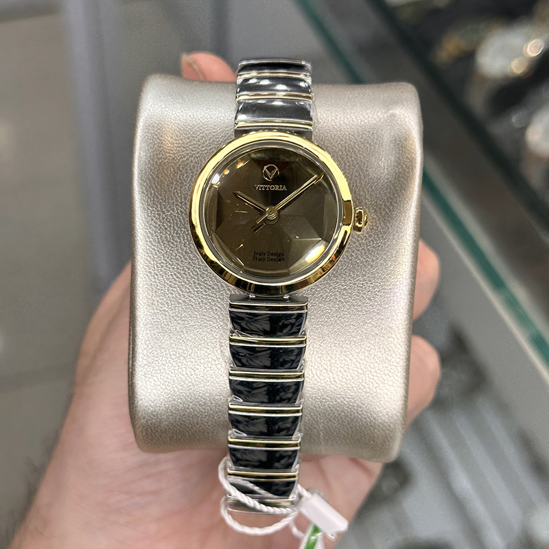 خرید قسطی | ساعت زنانه ویتوریا اورجینالصفحه طلایی آینه ای VT 3395/6