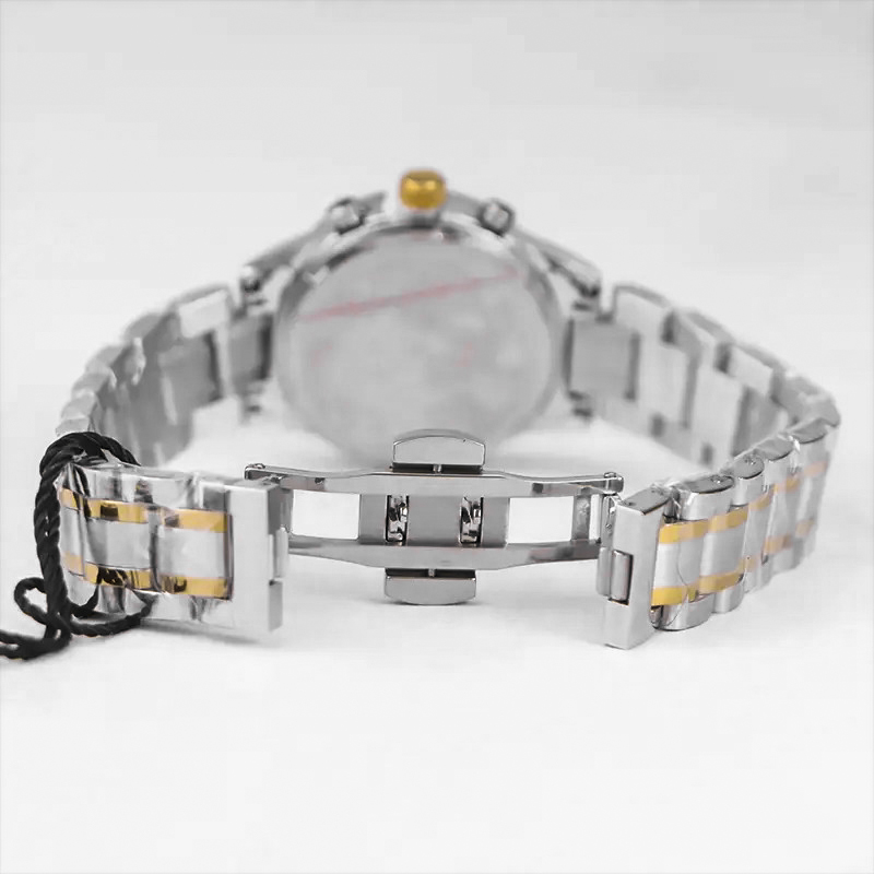 خرید قسطی | ساعت مچی زنانه سیتیزن طرح سه موتوره  نقره ای طلایی صفحه سبز L 977/1 