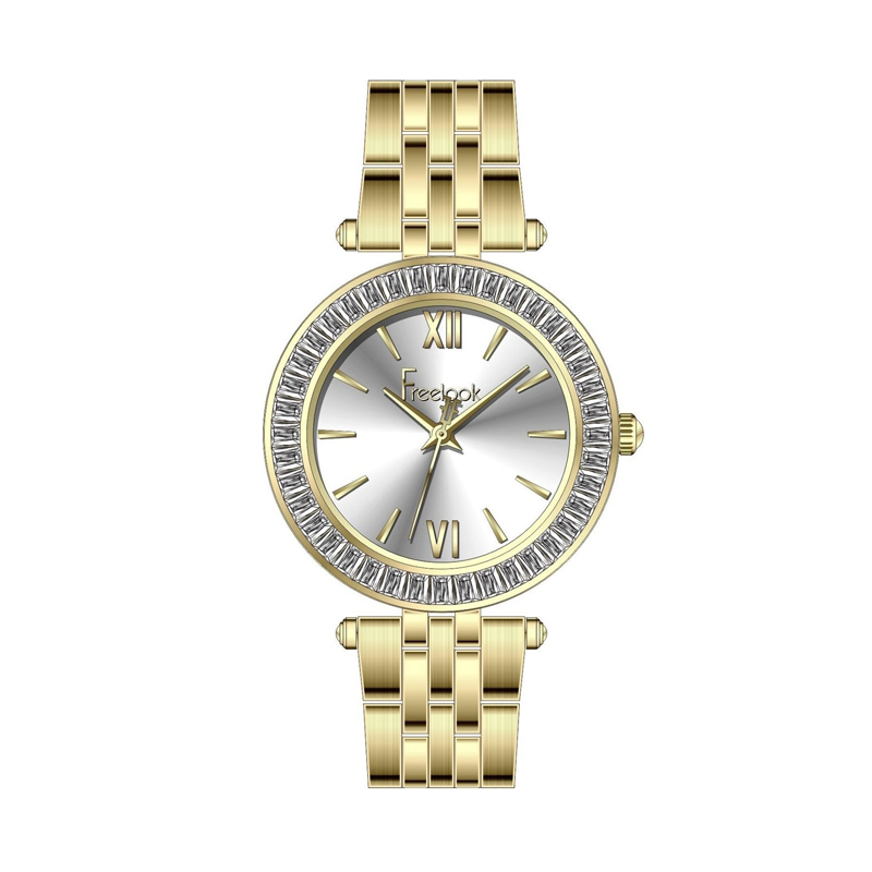 خرید قسطی | ساعت زنانه فری لوک اورجینال طلایی نگین دار FL.1.10495/3