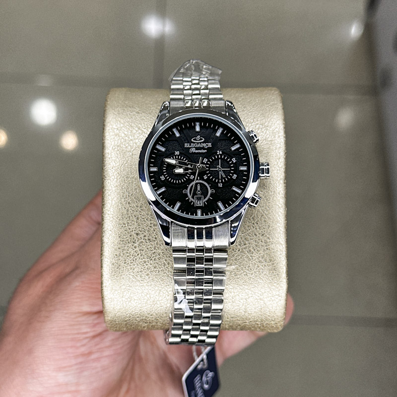 خرید قسطی | ساعت مچی زنانه الگانس الگانس طرح سه موتوره  صفحه مشکیL 1319/3