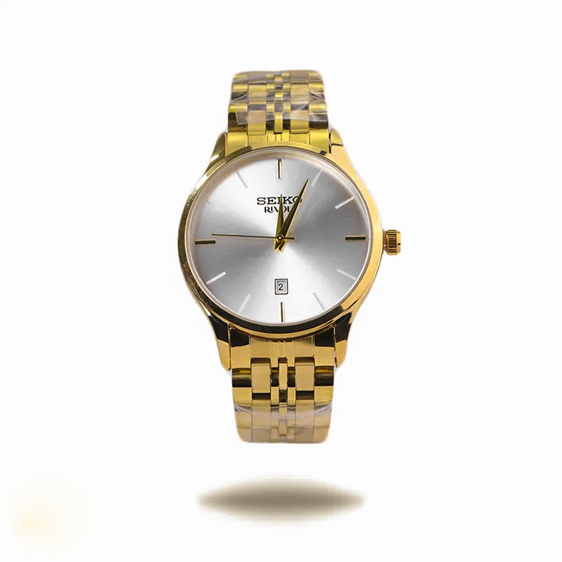 خرید قسطی| ساعت مچی مردانه سیکو طلایی صفحه سفید OS 9/40