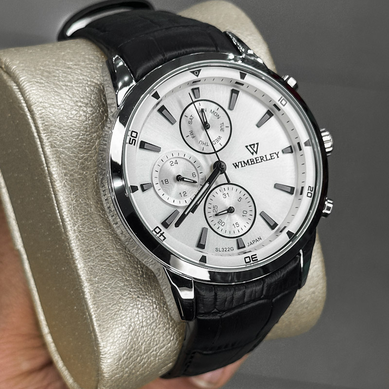خرید قسطی|ساعت مچی مردانه ویمبرلی اورجینال بند چرم فول تایم WB-SL-322G-A