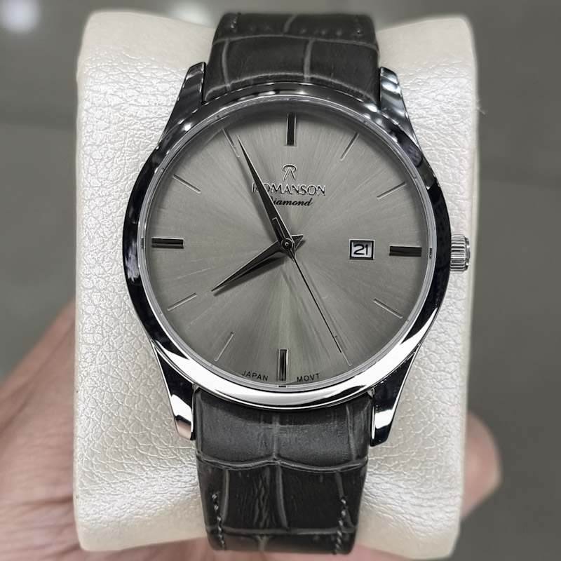 خرید قسطی | ساعت مردانه بند چرم طوسی رومانسون M1533G-13