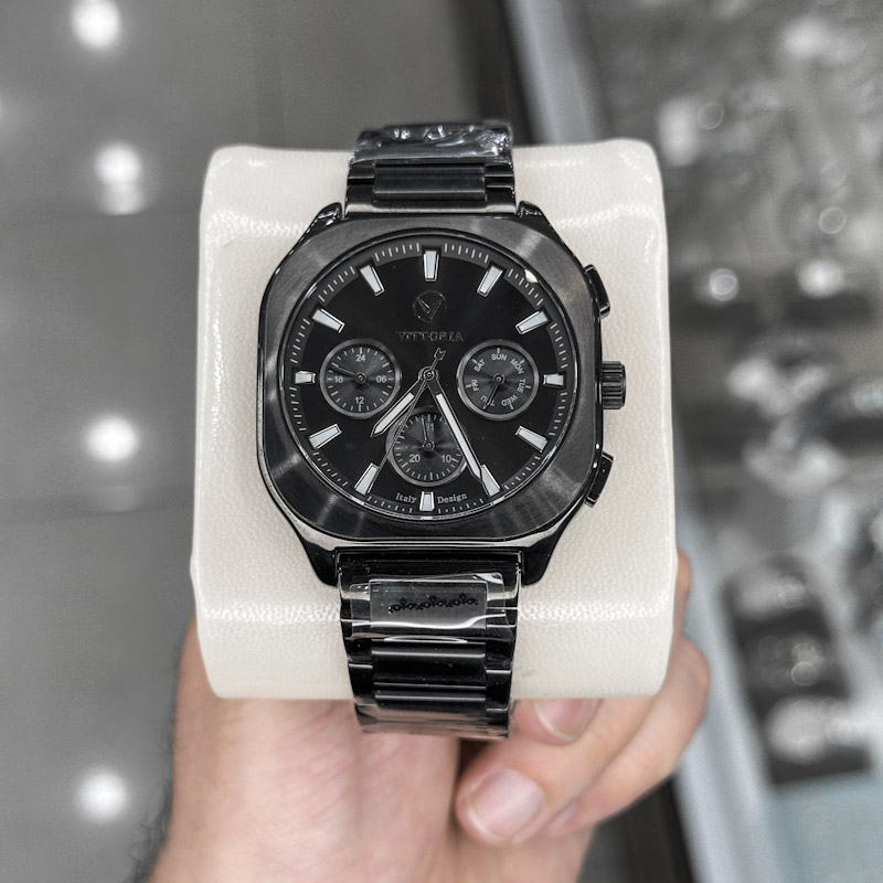 خرید قسطی | ساعت ویتوریا  قاب مربع مشکی VT 3401/1