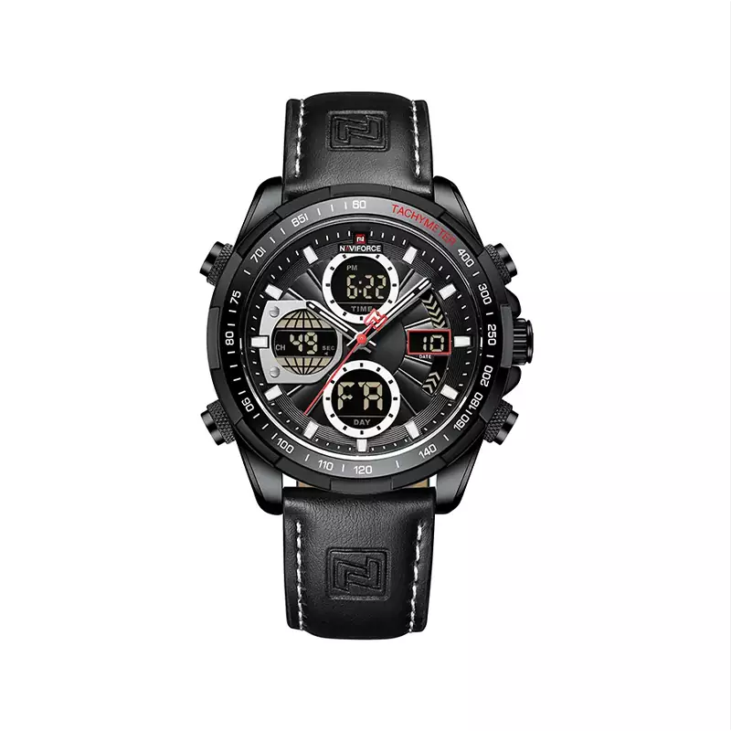 خرید قسطی| ساعت مردانه نیوی فورس دو موتوره انالوگ دیجیتال چرم9197/3