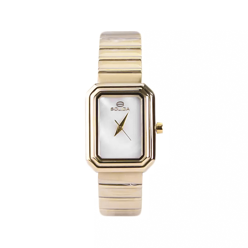 خرید قسطی | ساعت زنانه سولیدا اورجینالقاب مستطیل طلایی L 6126/11