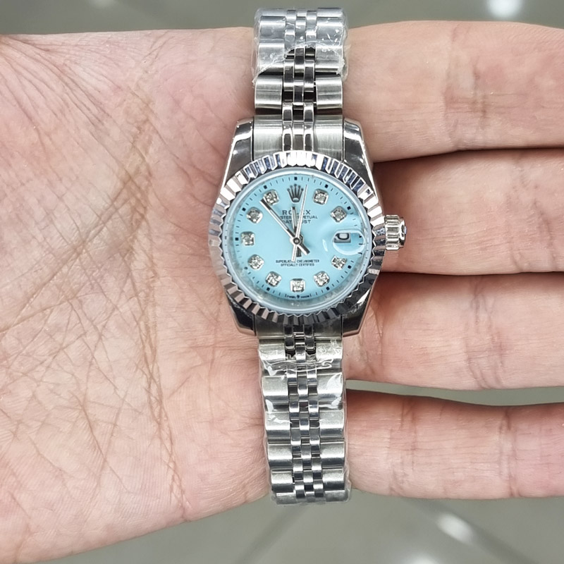 خرید قسطی | ساعت رولکس زنانه  صفحه آبی تیفانی سایز کوچک  DatejustGS4412-2