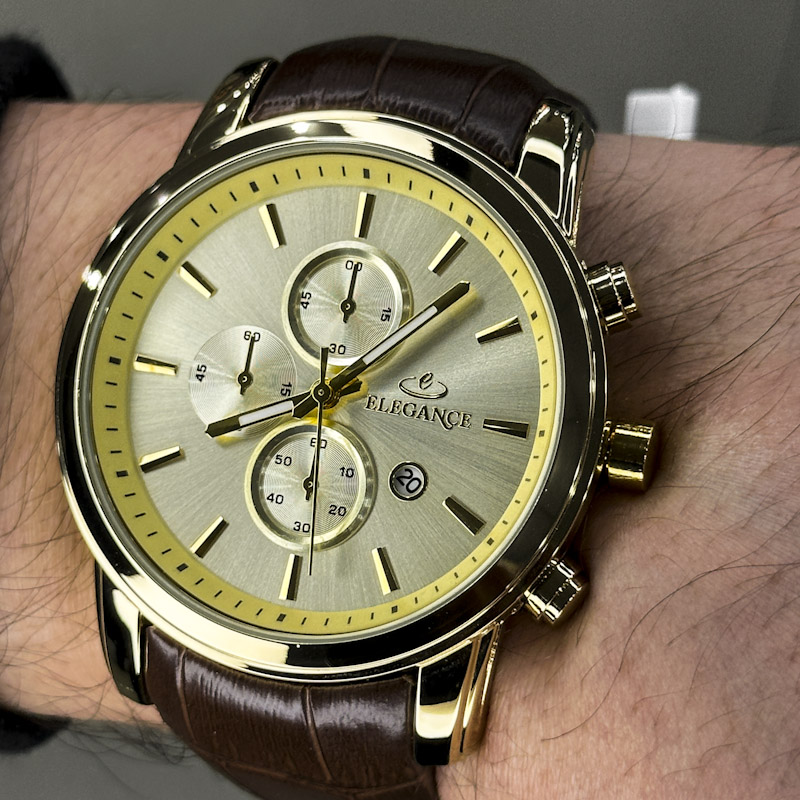 خرید قسطی | ساعت مچی مردانه الگانس طرح سه موتوره بند چرم G2911/13