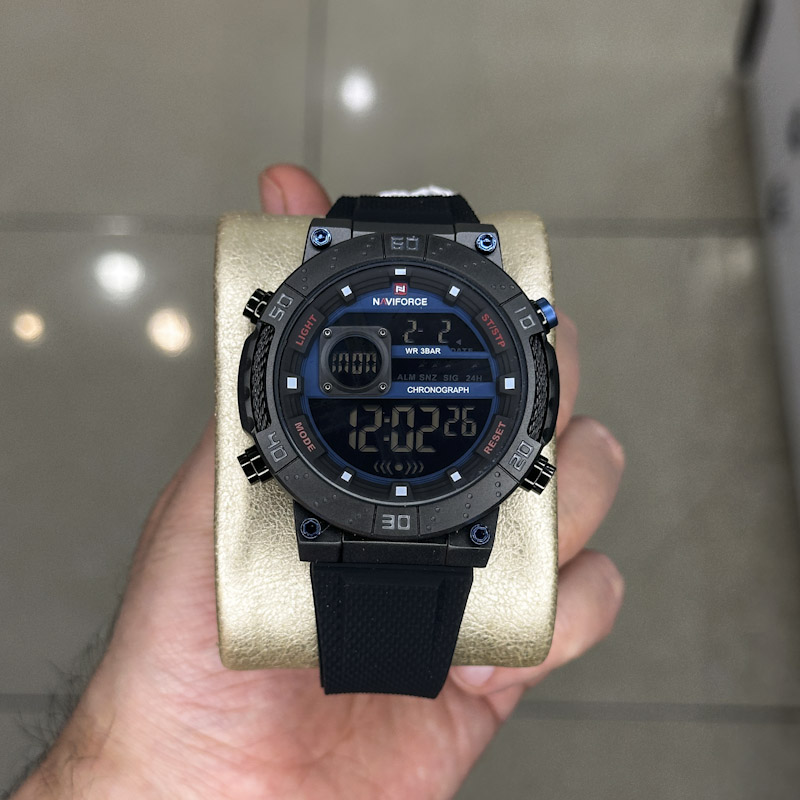 خرید قسطی| ساعت مردانه نیوی فورس  بند رابر مشکی دیجیتال NF 9241/1