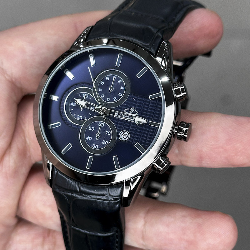 خرید قسطی | ساعت مچی مردانه الگانس طرح سه موتوره بند چرم G2911/37