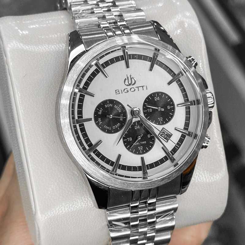 ساعت مچی مردانه بیگوتی دوال تایم صفحه سفید BG.1.10468/1