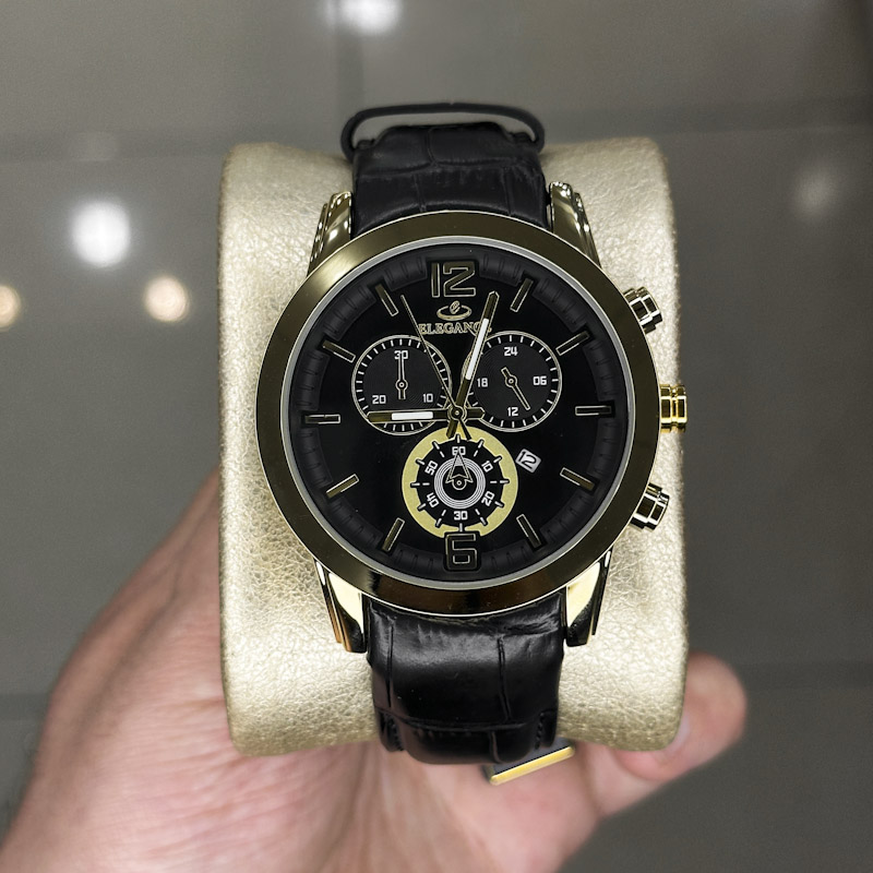 خرید قسطی | ساعت مچی مردانه الگانس طرح سه موتوره بند چرم G2911/35