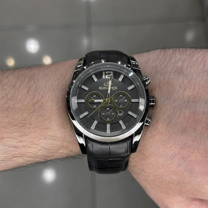 خرید قسطی | ساعت مچی مردانه الگانس طرح سه موتوره بند چرم G2911/32