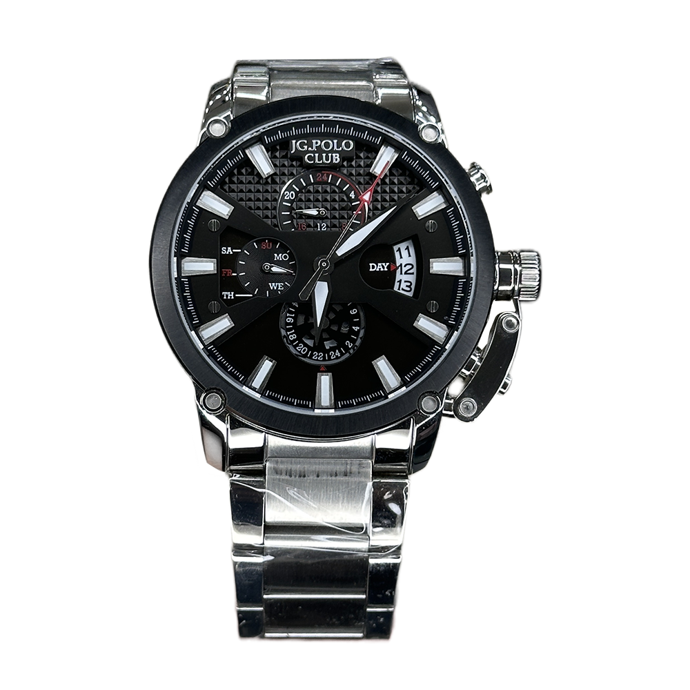 خرید قسطی | ساعت مچی مردانه جی جی پولو کلاب آمریکا نقره ای فول تایم JPC.4058/1