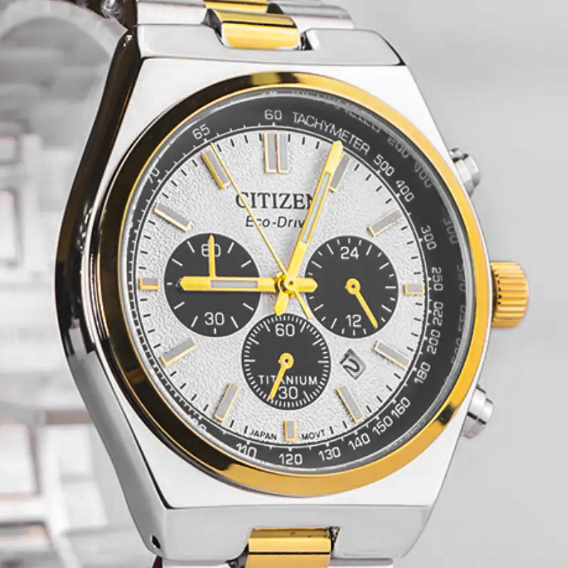 خرید قسطی | ساعت مچی مردانه سیتیزن طرح سه موتوره  نقره ای طلایی G 981/3