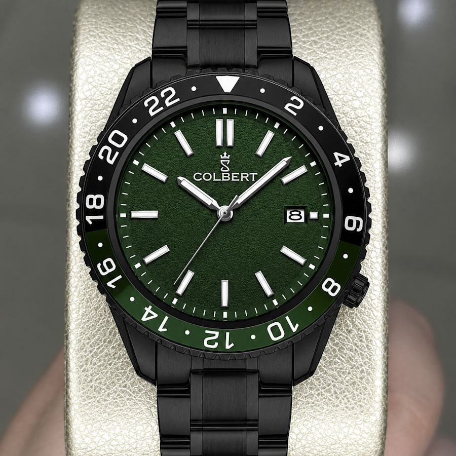 ساعت مردانه خلبانی کلبرت مشکی صفحه سبز CL0353G-1