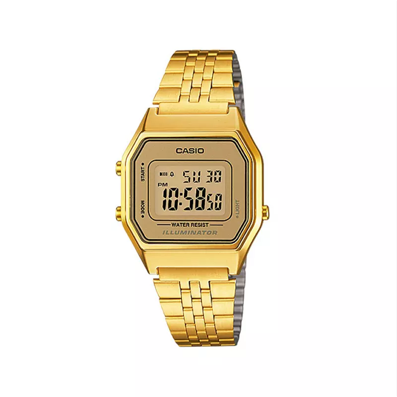 خرید قسطی|ساعت مچی کاسیو زنانه فلزی طلایی دیجیتالی LA680WGA-9DF
