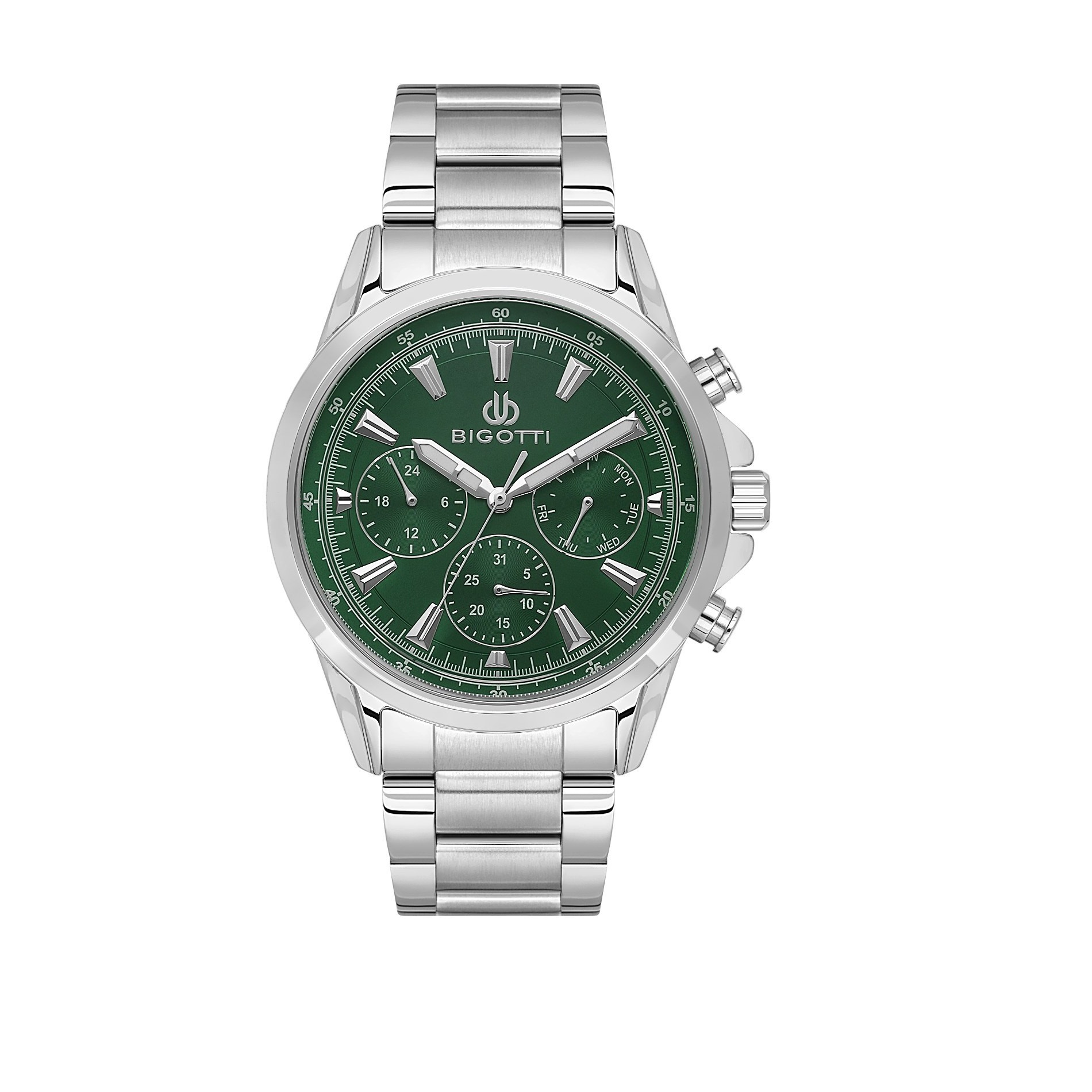 خرید قسطی| ساعت مچی مردانه بیگوتی صفحه  سبز فول دیت BG .1.10425-8