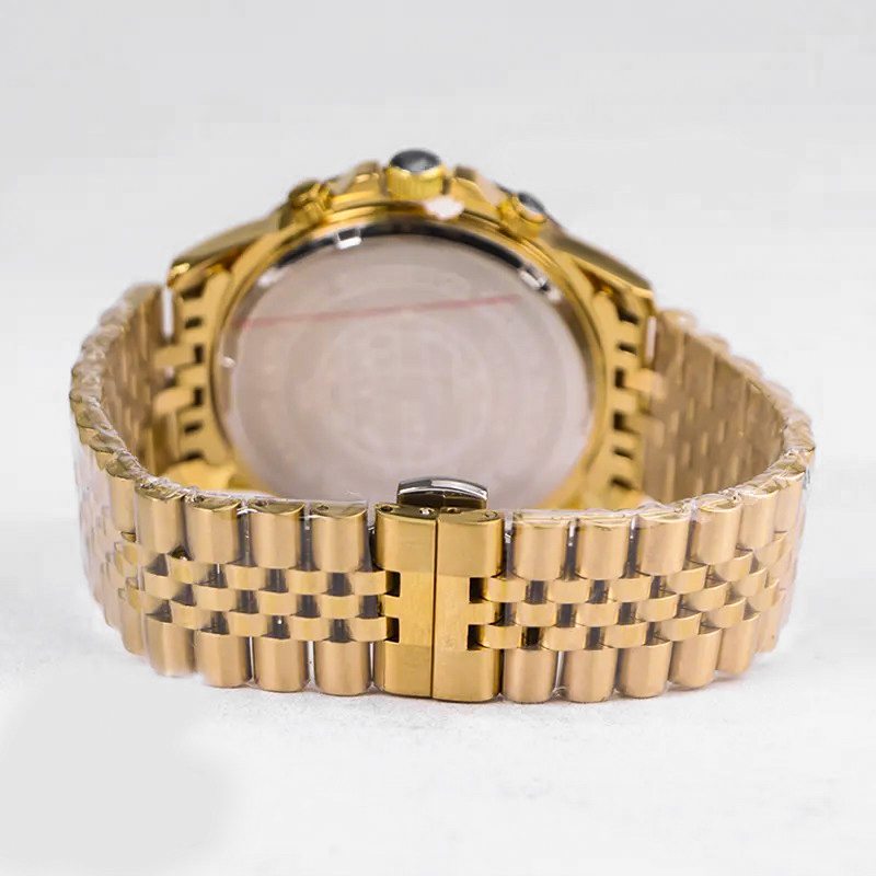 خرید قسطی | ساعت مچی مردانه سیتیزن طرح سه موتوره  نقره ای طلایی صفحه سفید 2363/11