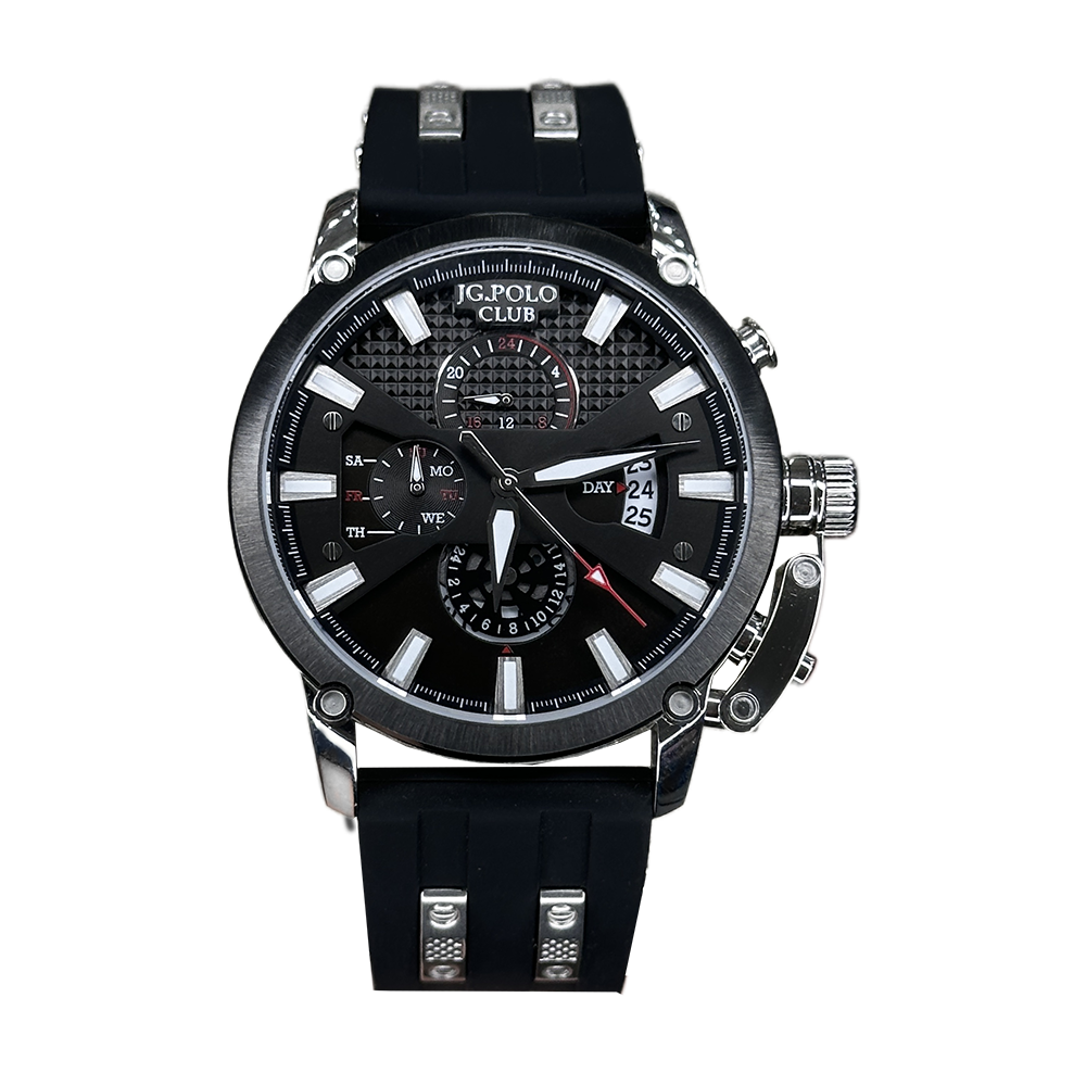 ساعت مچی مردانه بند رابر جی جی پولو کلاب فول تایم بند رابر مشکی  JPC.0224S04058/1