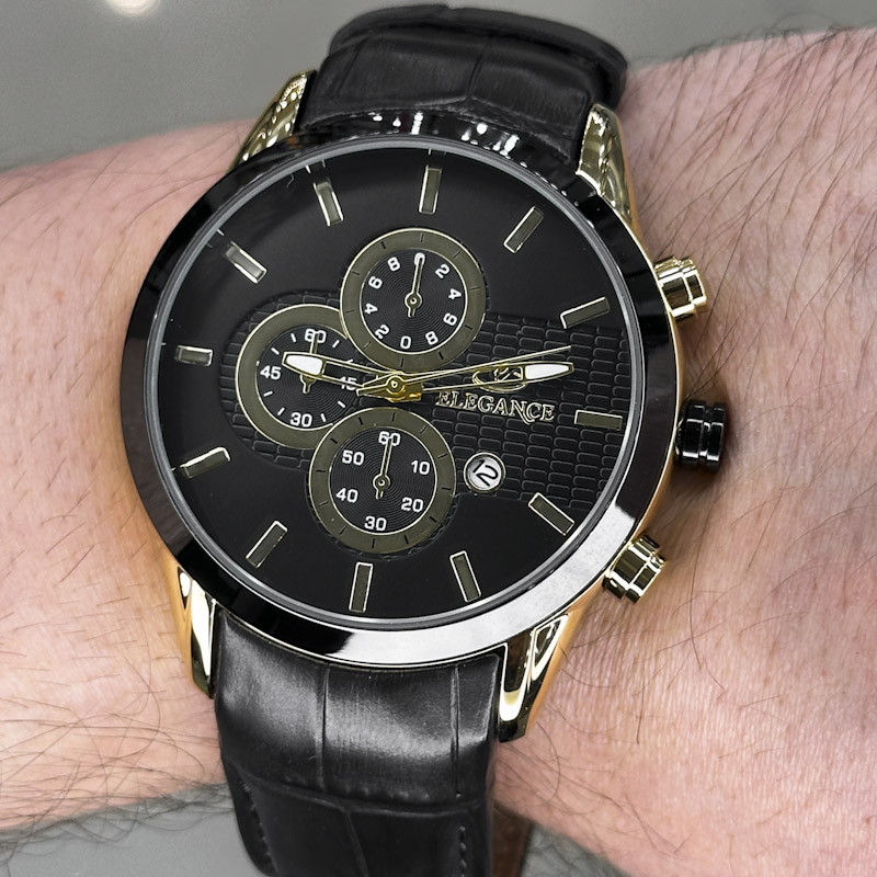 خرید قسطی | ساعت مچی مردانه الگانس طرح سه موتوره بند چرم G2911/34