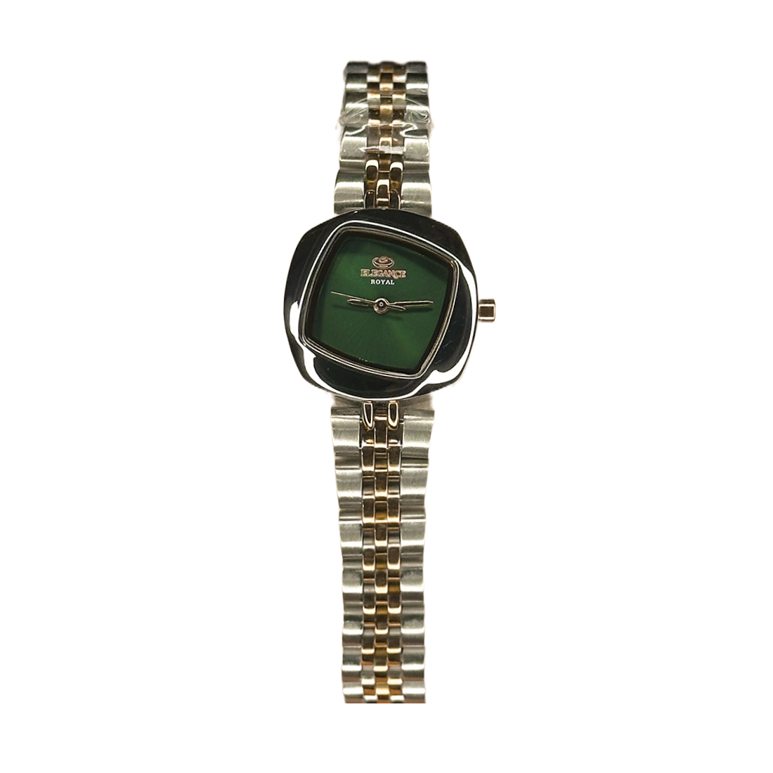 خرید قسطی | ساعت زنانه الگانس نقره ای رزگلد صفحه سبز  قاب مربع  ER 2200/11