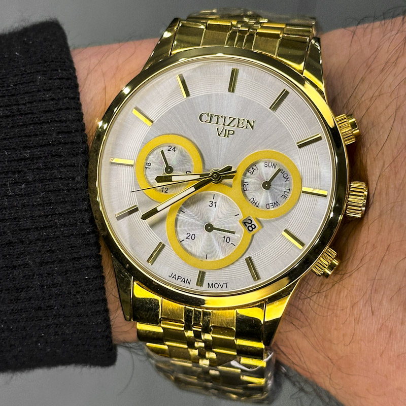 خرید قسطی | ساعت مچی مردانه سیتیزن طرح سه موتوره  طلایی 2363/10