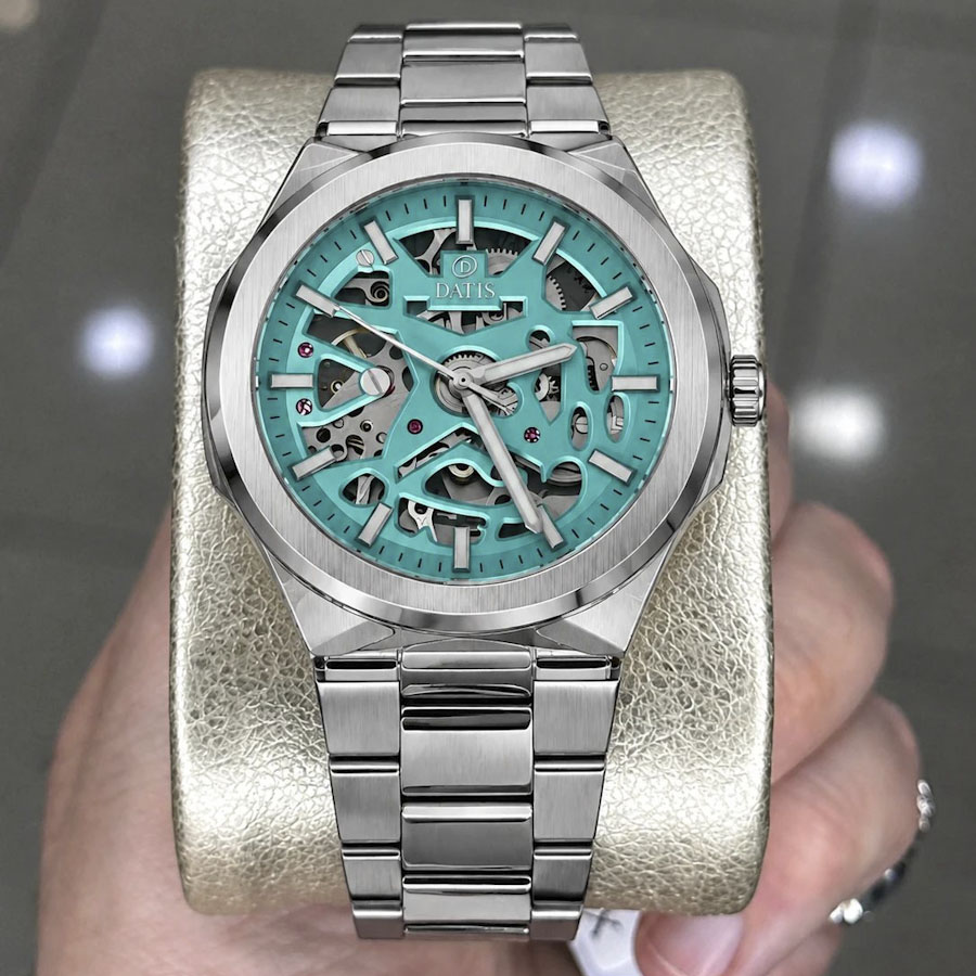 ساعت مچی مردانه داتیس اتوماتیک اسکلتون آبی تیفانی D8912G-6