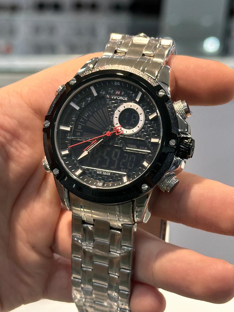 خرید قسطی| ساعت مردانه نیوی فورس دو موتوره انالوگ دیجیتال استیل 9205/1