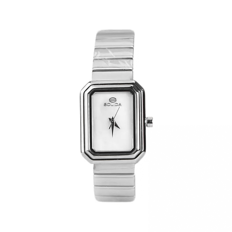 خرید قسطی | ساعت زنانه سولیدا اورجینالقاب مستطیل صفحه سفید L 6126/1