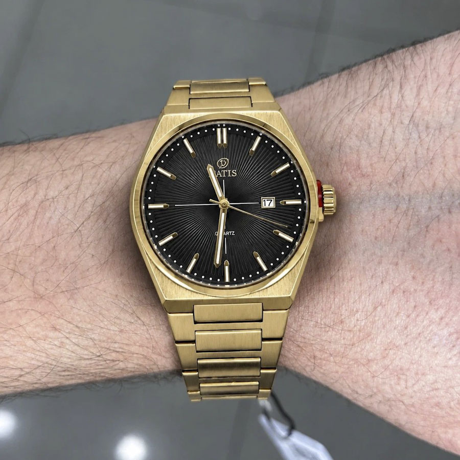 ساعت مچی مردانه داتیس اورجینال طلایی صفحه مشکی G9007D-3
