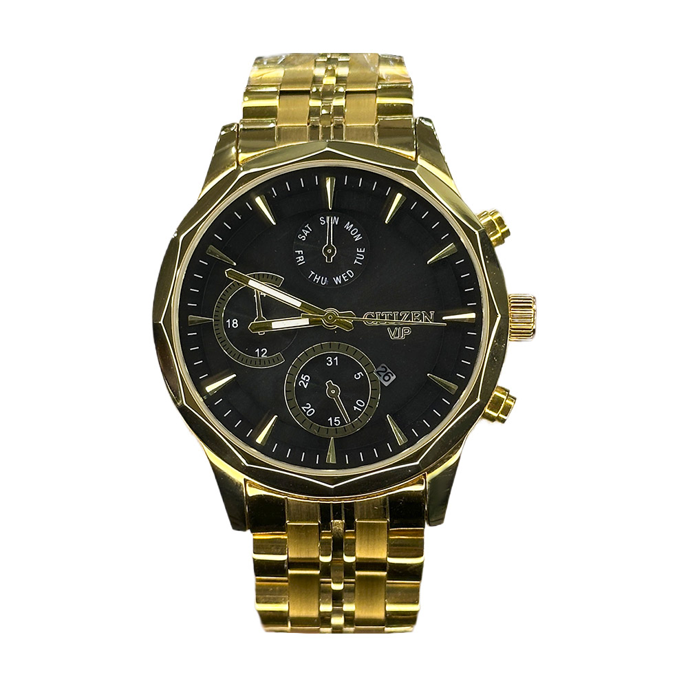 خرید قسطی | ساعت مچی مردانه سیتیزن طرح سه موتوره  طلایی 2363/13