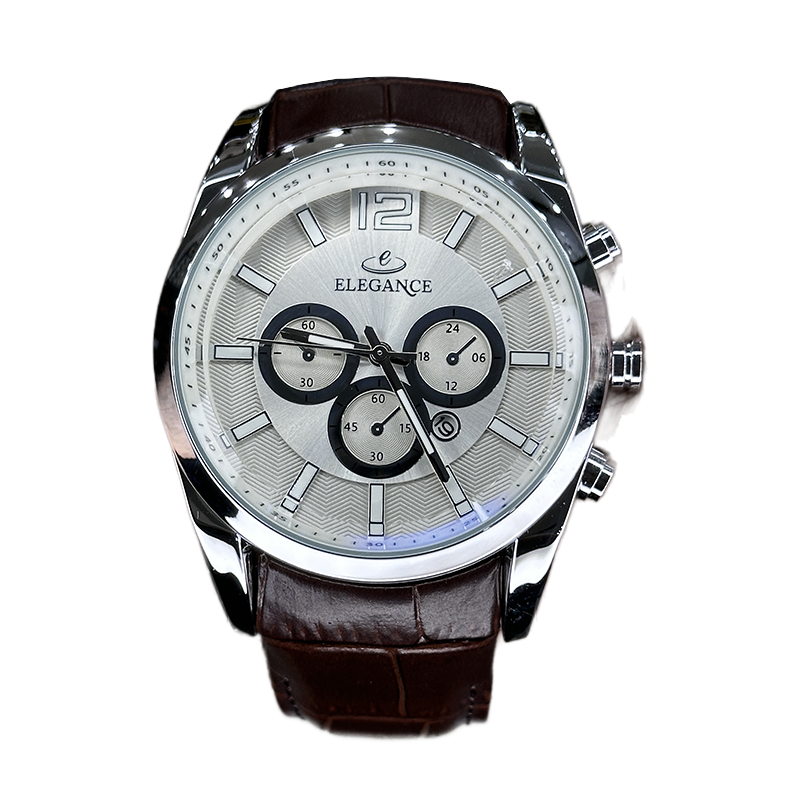 خرید قسطی | ساعت مچی مردانه الگانس طرح سه موتوره بند چرم G2911/27