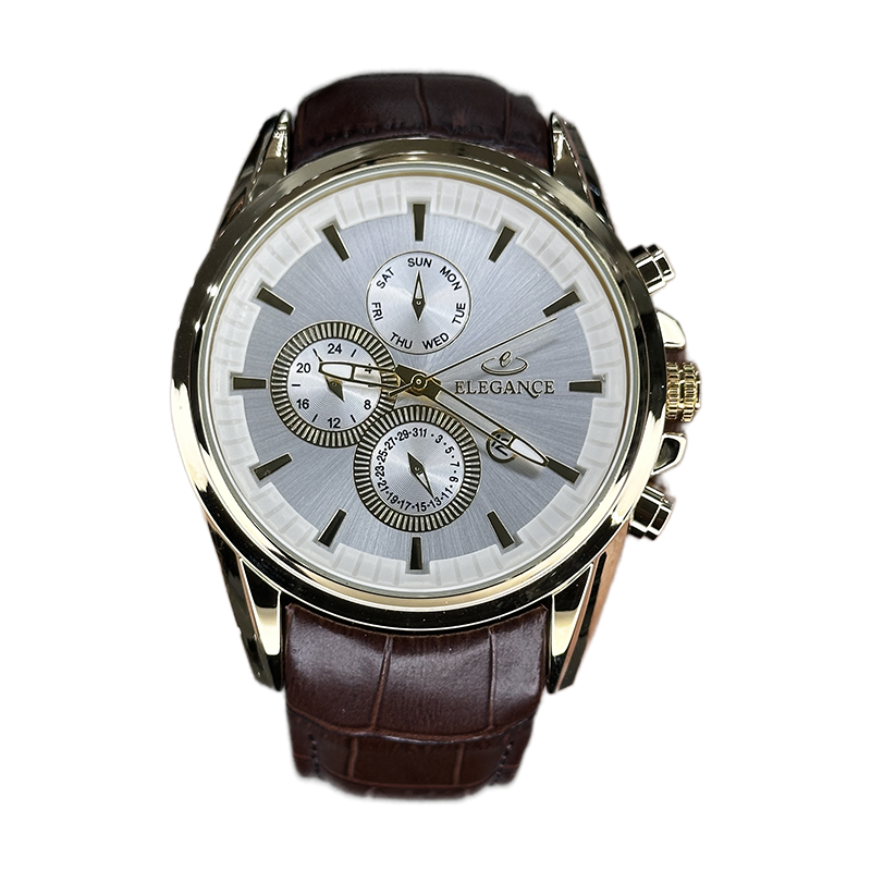 خرید قسطی | ساعت مچی مردانه الگانس طرح سه موتوره بند چرم G2911/25