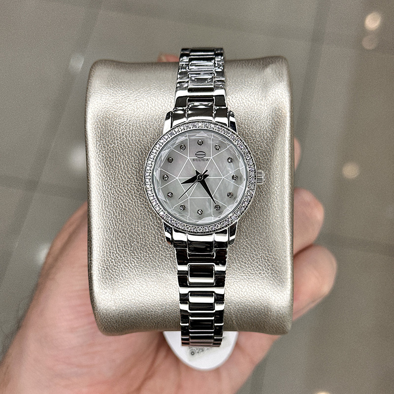 خرید قسطی | ساعت زنانه سولیدا اورجینال استیل نقره ای صفحه صدفی S4132/1