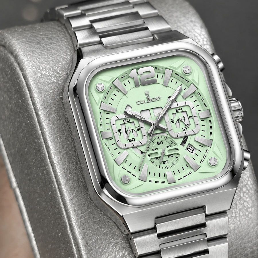 ساعت مردانه کرنوگراف کلبرت مربع صفحه سبز مینت CL0357G-3