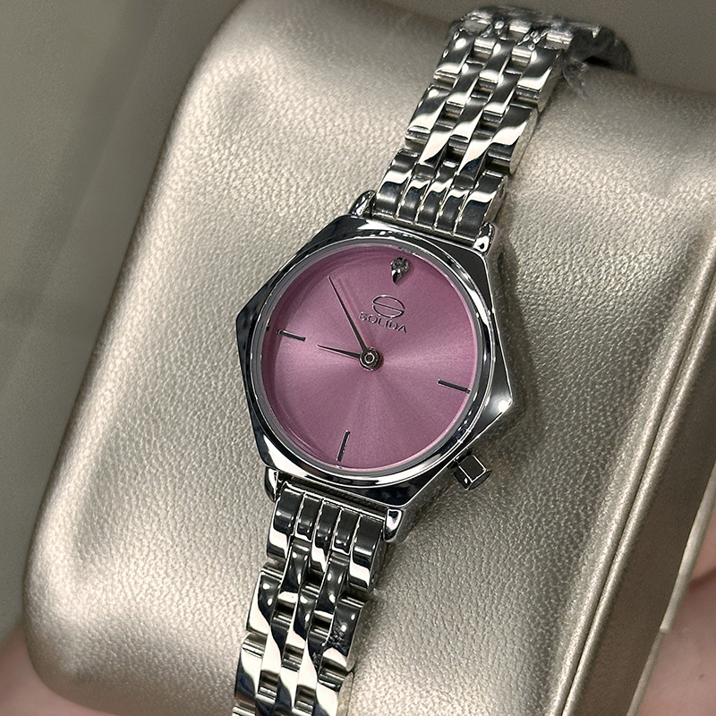 خرید قسطی | ساعت زنانه سولیدا اورجینال  نقره ای صفحه صورتی 5121/2