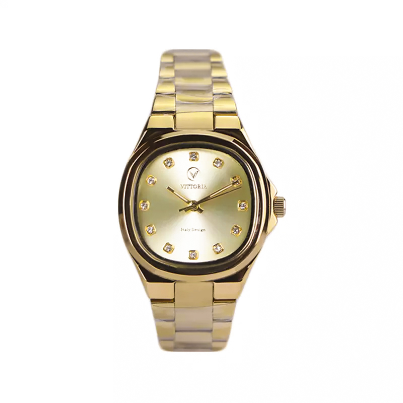خرید قسطی | ساعت زنانه ویتوریا اورجینال1 تمام طلایی قاب مربع VT 3412/3