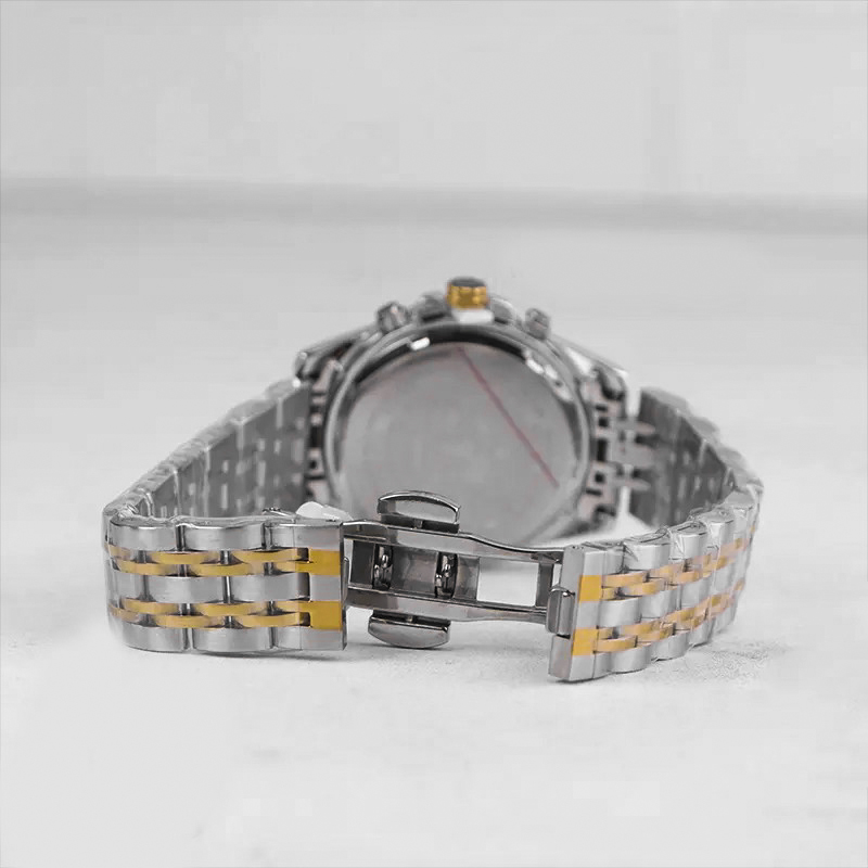 خرید قسطی | ساعت مچی زنانه سیتیزن طرح سه موتوره  نقره ای طلاییصفحه مشکی L 9766/3