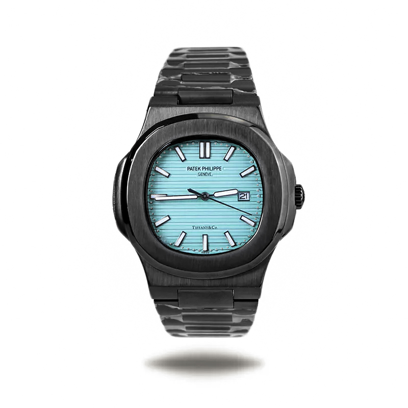 ساعت مچی مردانه پتک فیلیپ ناتیلوس تمام مشکی صفحه آبی تیفانی 3A047bt